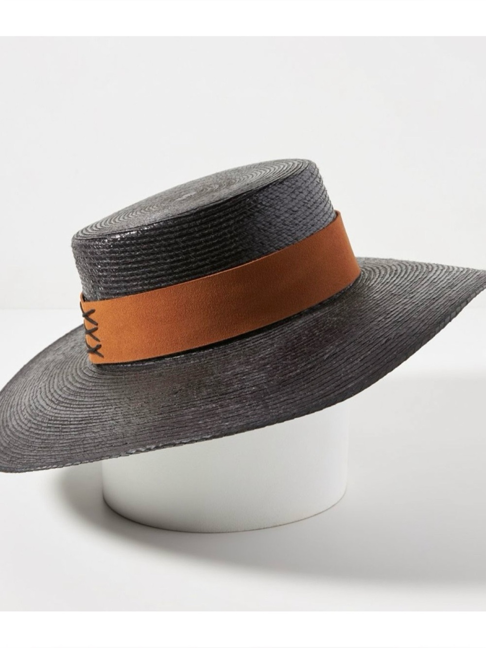 NWOT Anthropologie Montauk Boater Hat In Black  OS